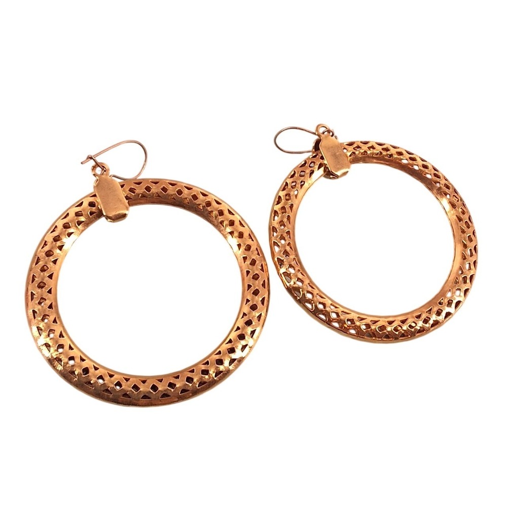Oversized‎ Gold Tone Woven Braided Chunky Statement Hoop Earrings 2.5"